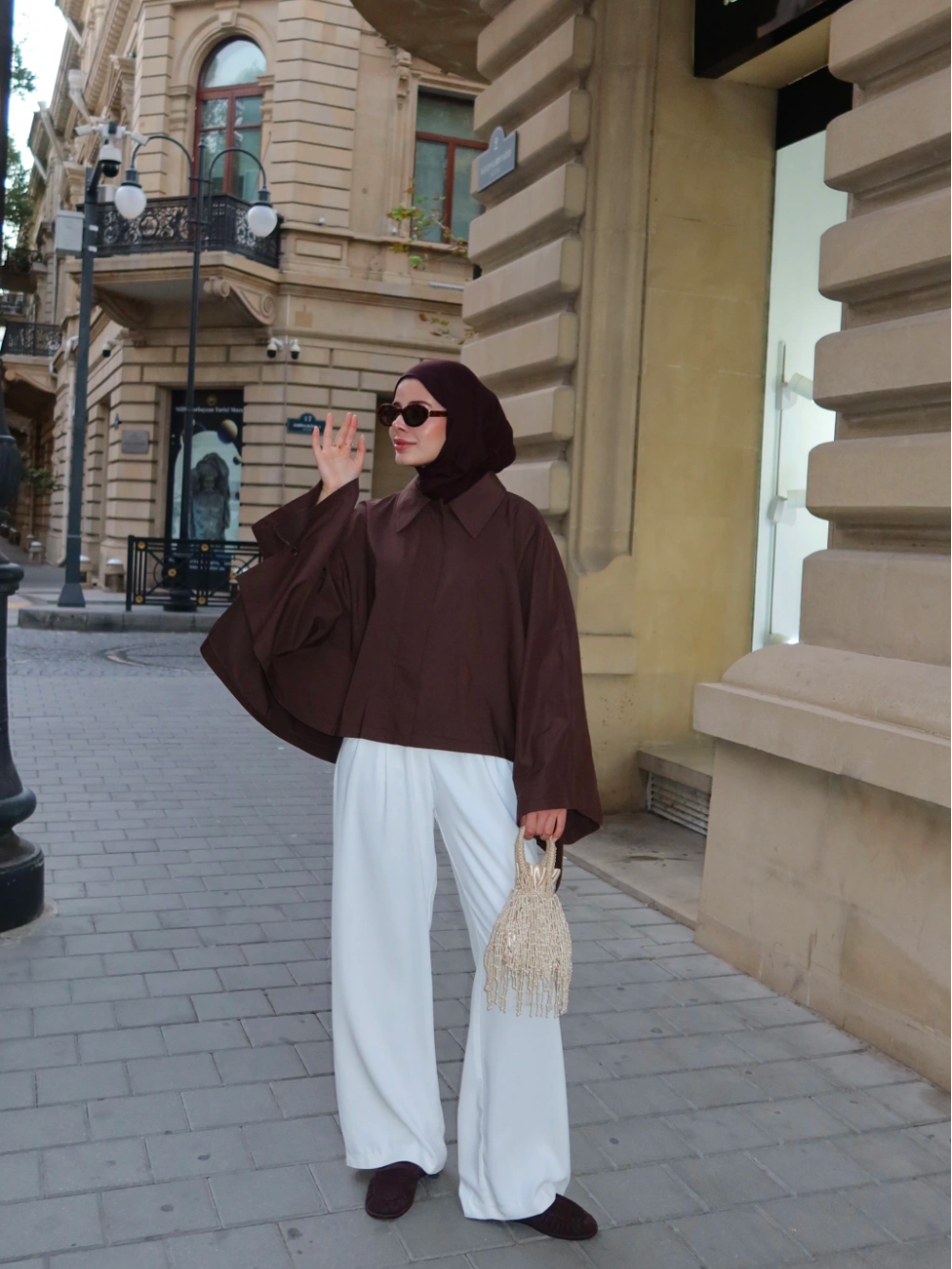 Cape Trench Coat Brown
