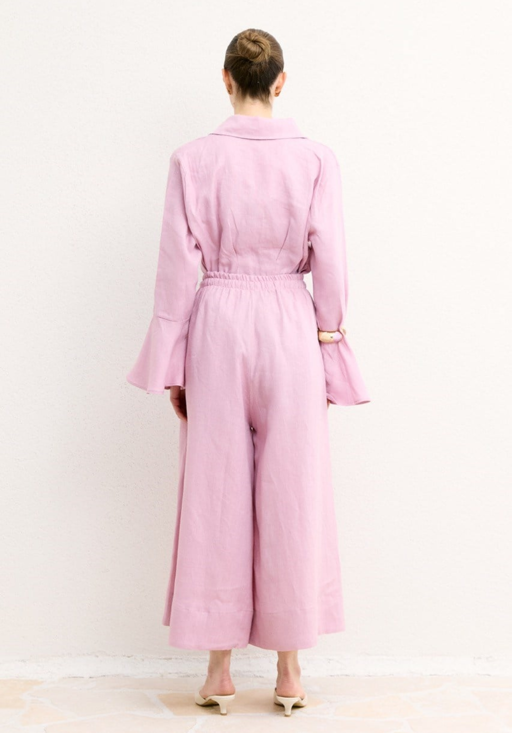 Hala Wide Leg Organic Linen Trousers – Pink