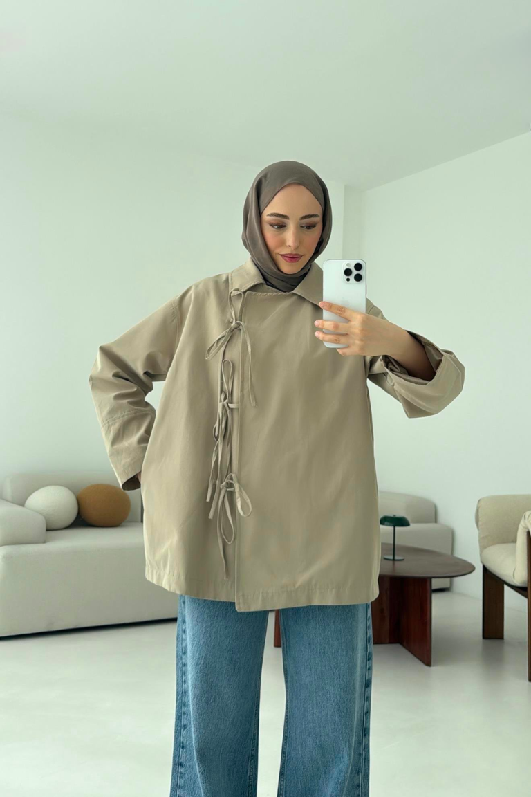 Bow Tie Trench Coat – Mink