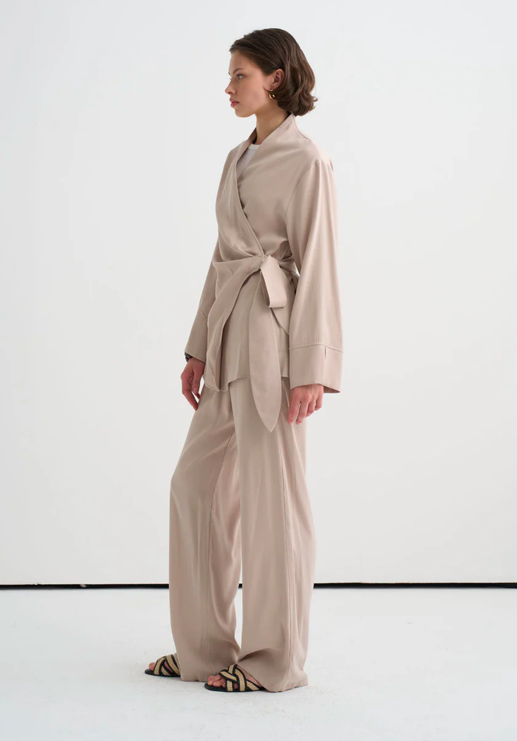 Tima Draped Wrap Blouse Beige