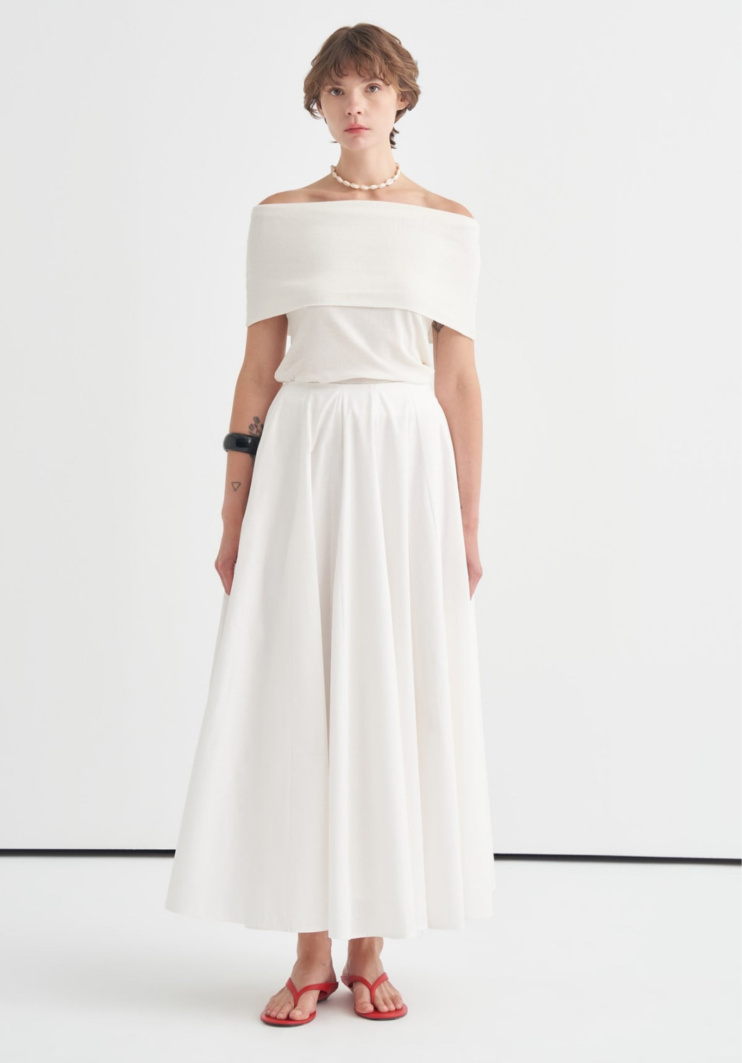 Lulu Skirt with Stitching Detail White