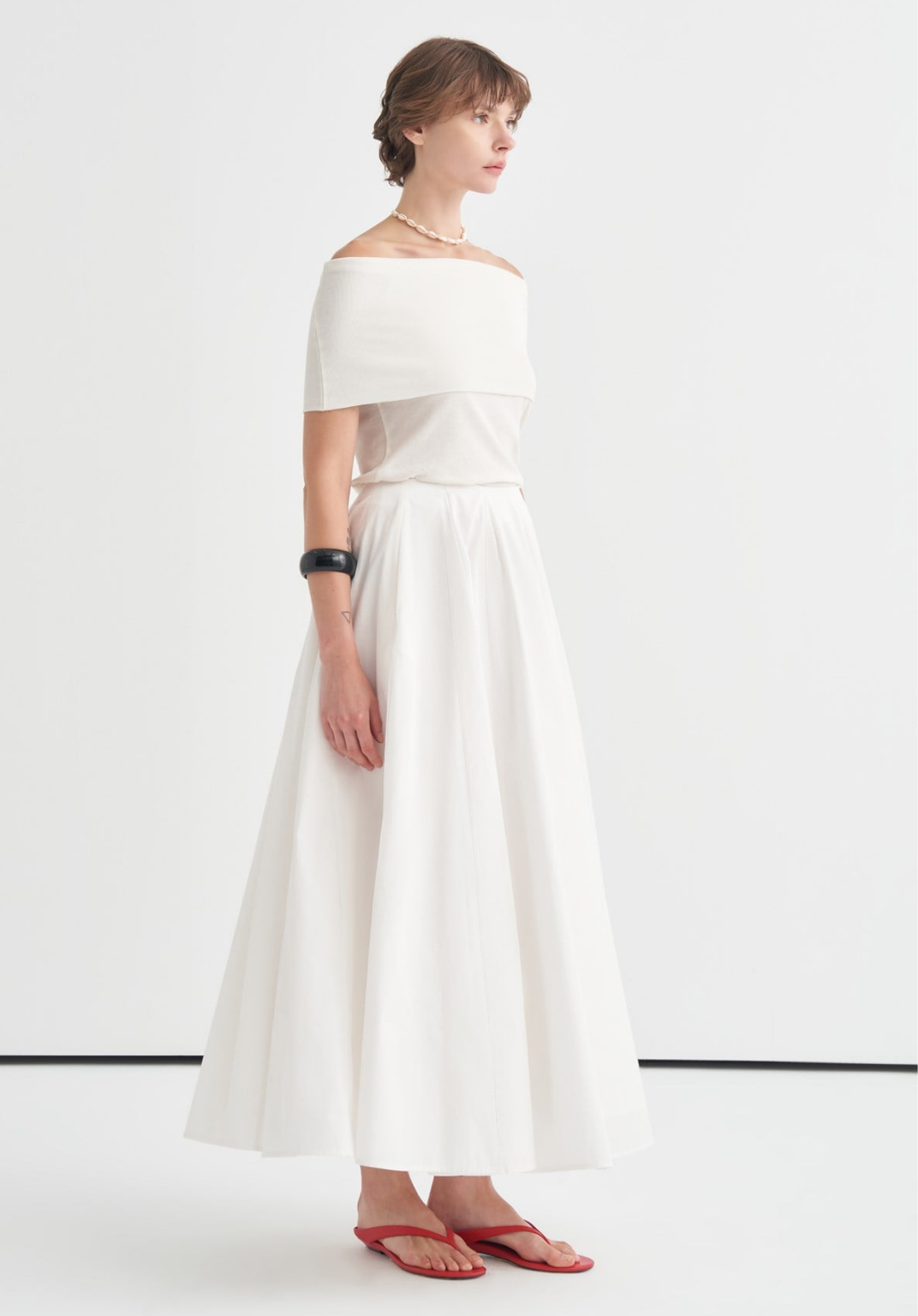 Lulu Skirt with Stitching Detail White