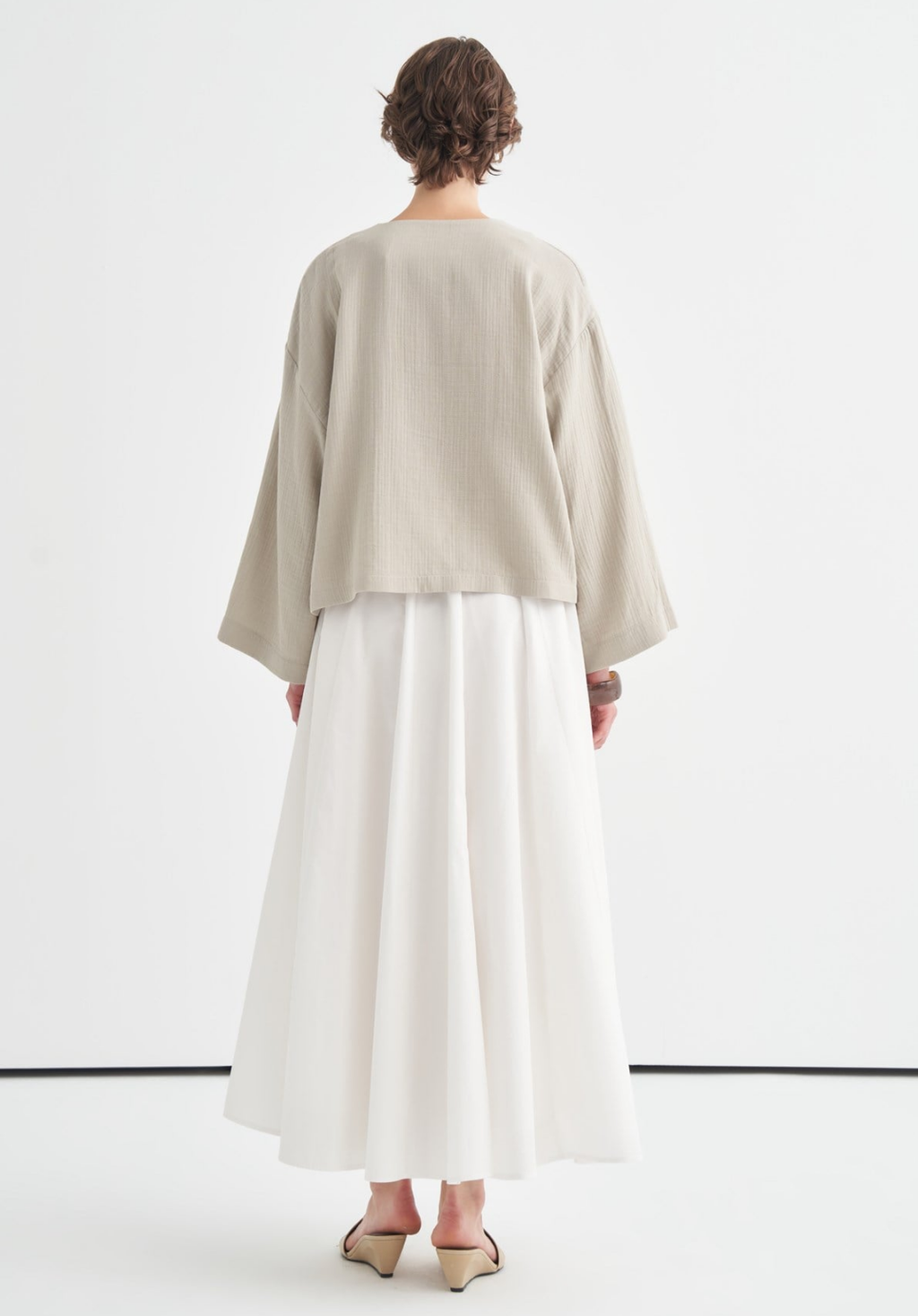Cleo Mother-of-Pearl Buttoned Muslin Jacket Soft Green