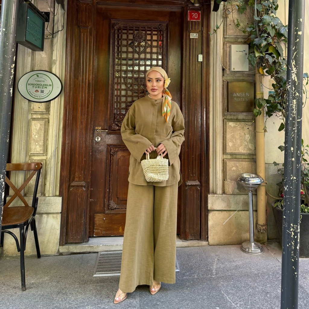 Sahil Linen Co-ord Olive Green