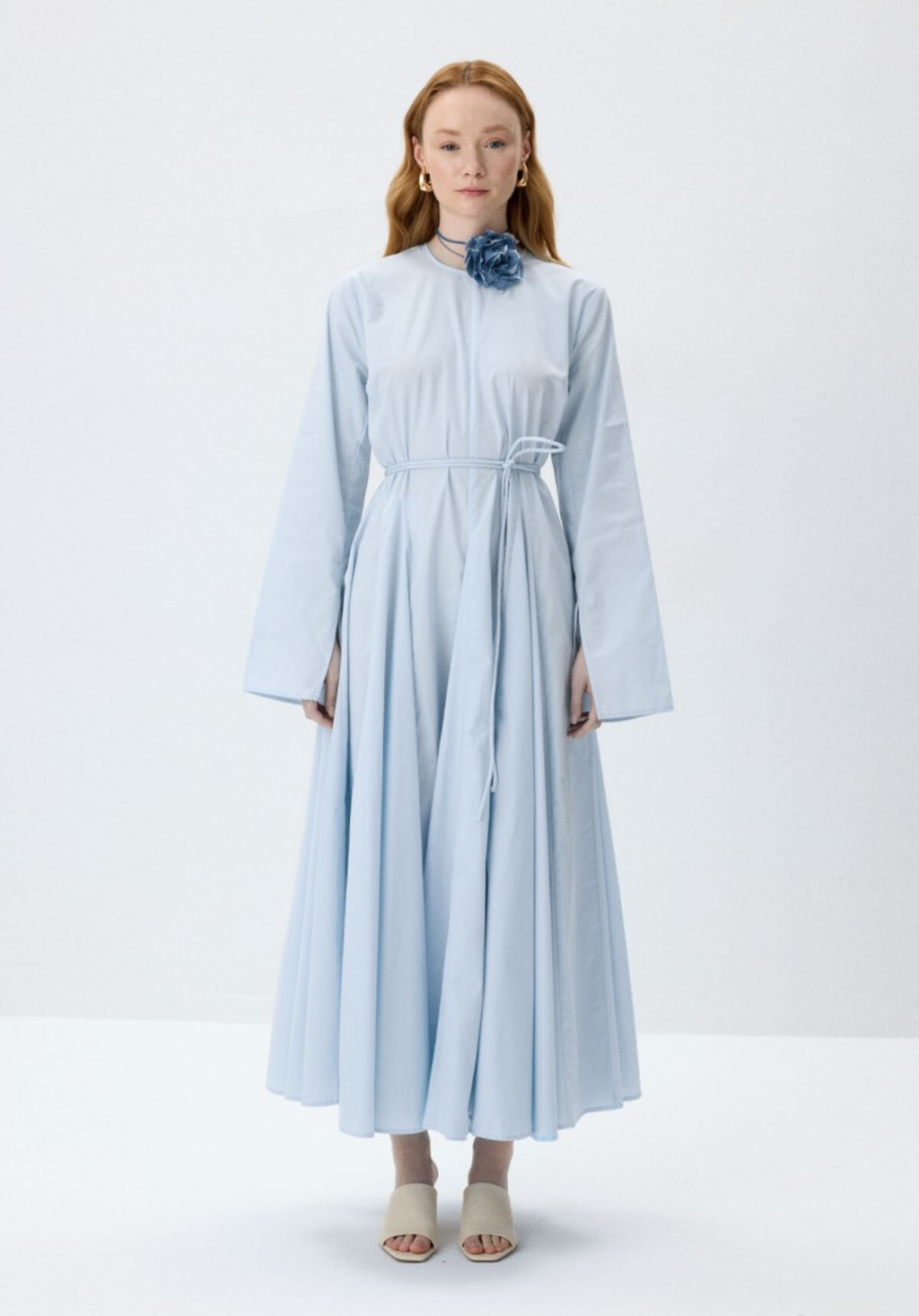 Soft Blue Fit-and-Flare Dress