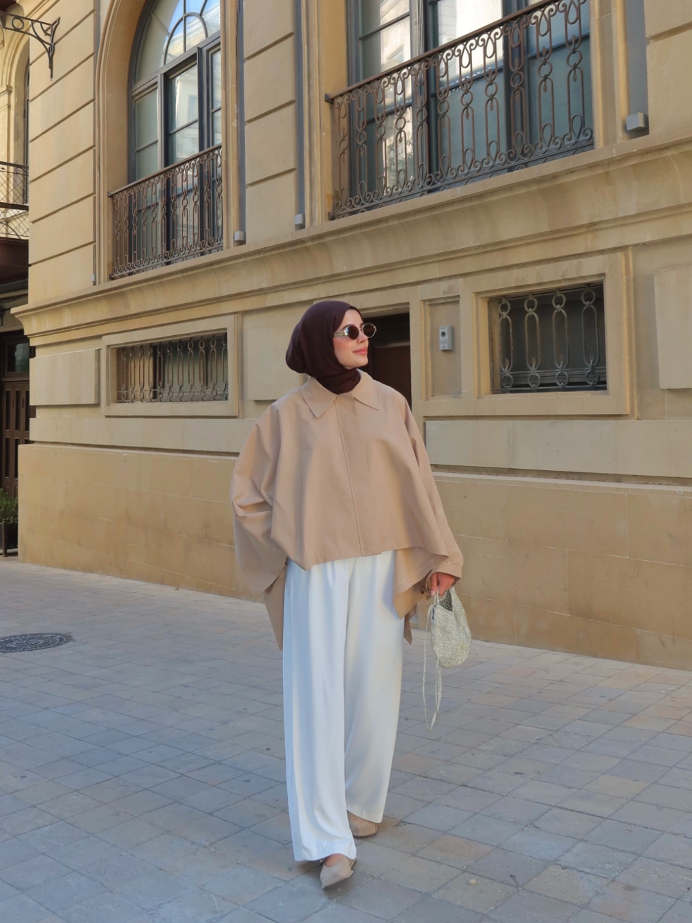 Cape Trench Coat Beige