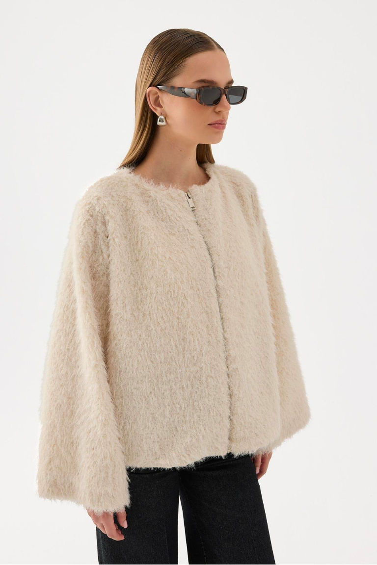 Gigi Faux Fur Jacket - Cream