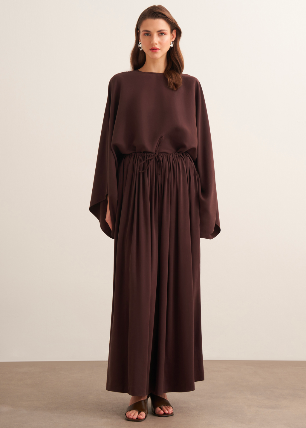 Nur Gathered Skirt Co-Ord - Brown