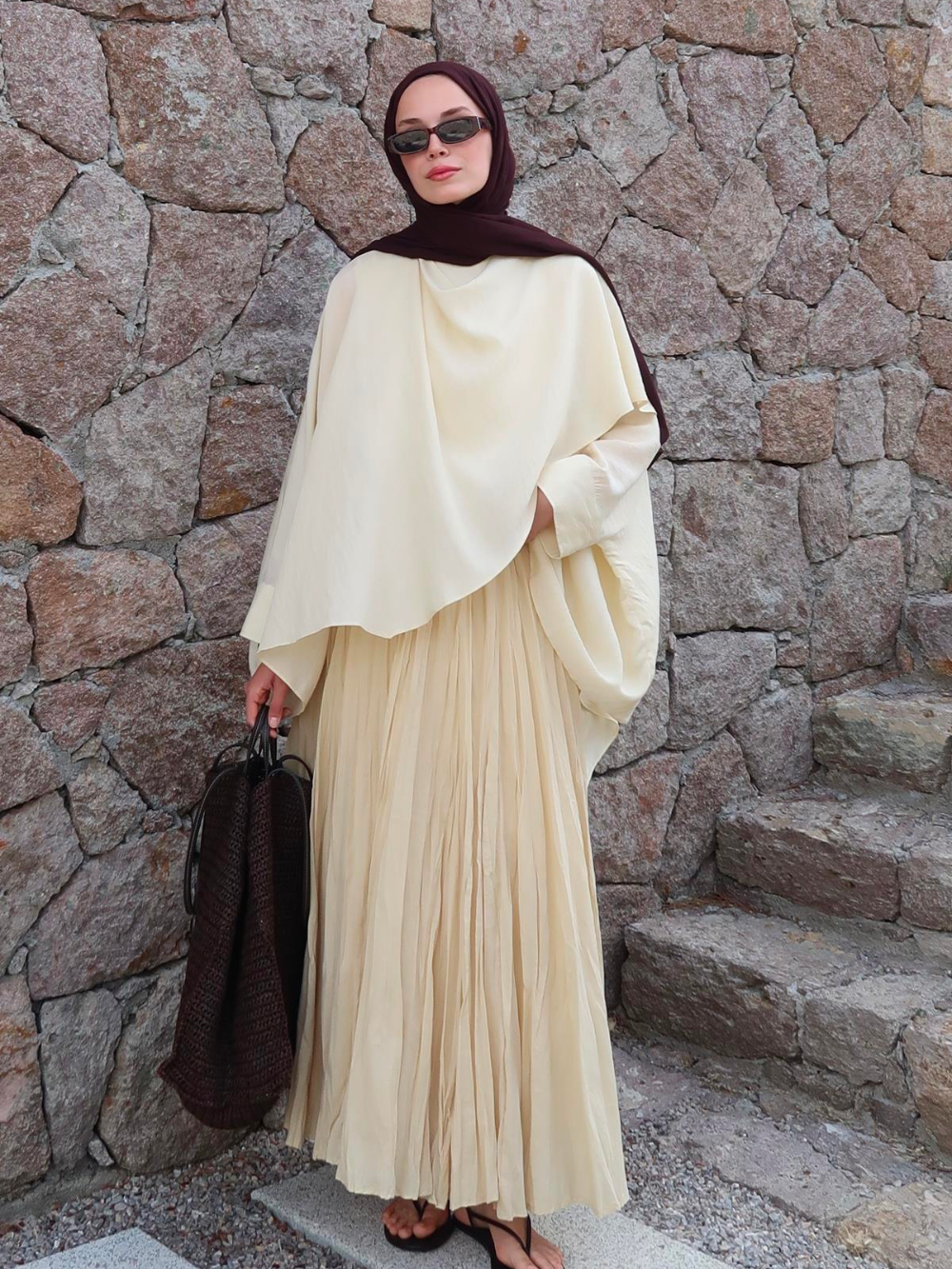 Defna Crush Pleated Skirt Yellow