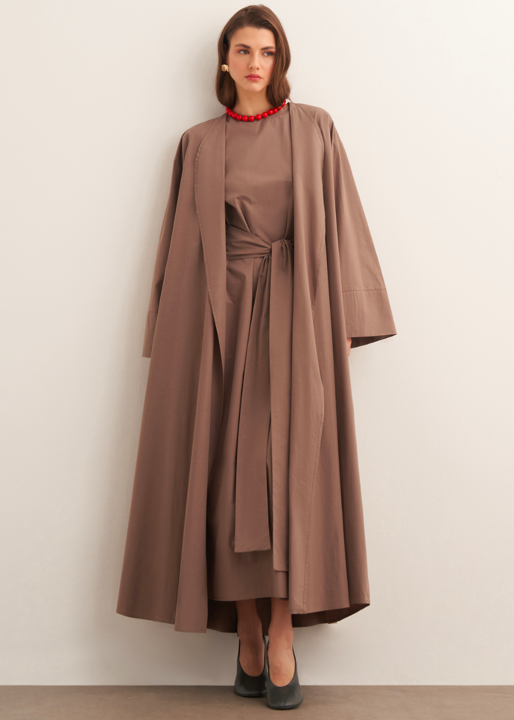 Ines Premium Longline Kimono Co-Ord – Mink