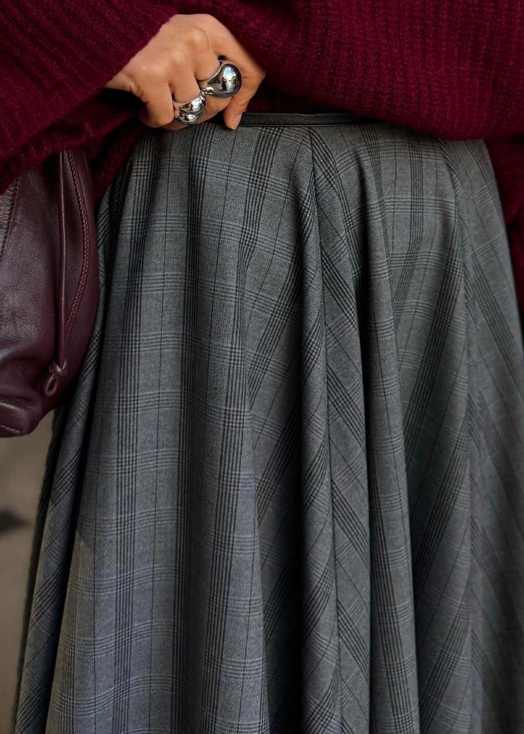 Darcy Checked Skirt – Grey