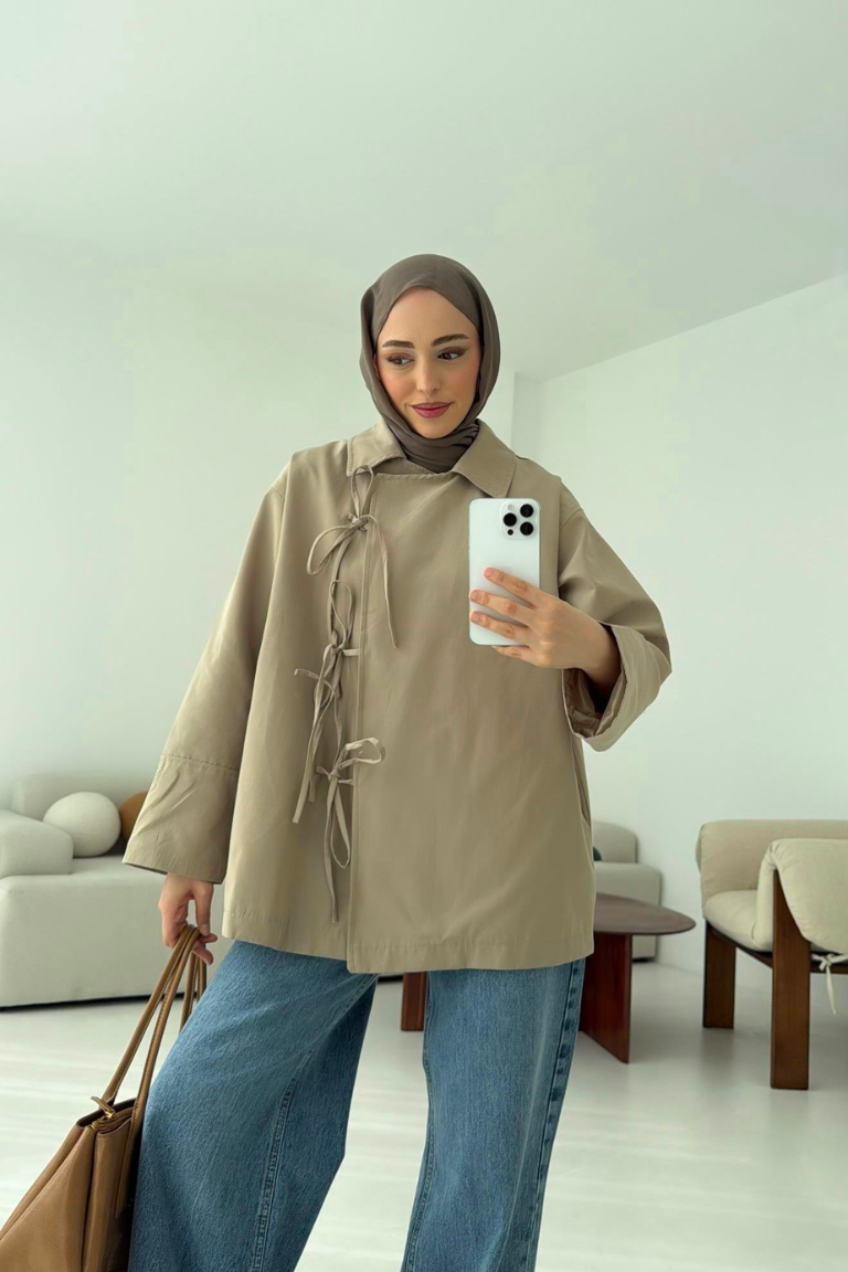 Bow Tie Trench Coat – Mink