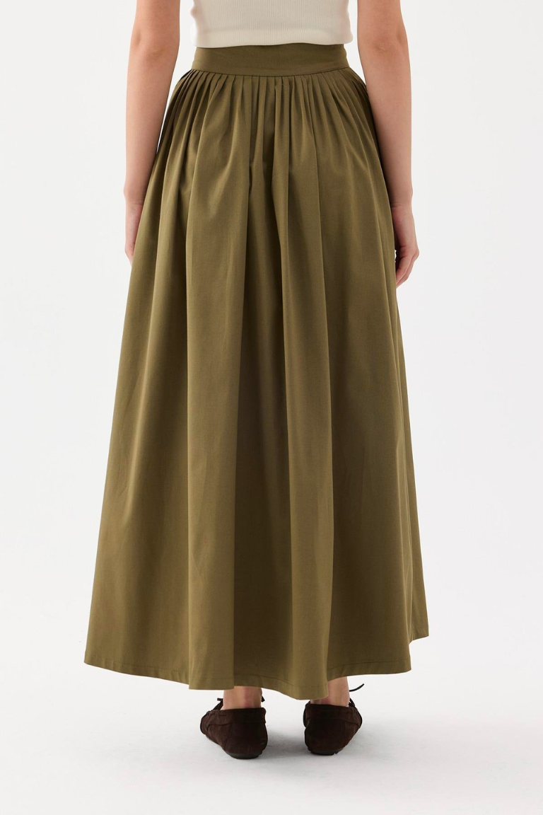 Khaki Fever Pleated Skirt
