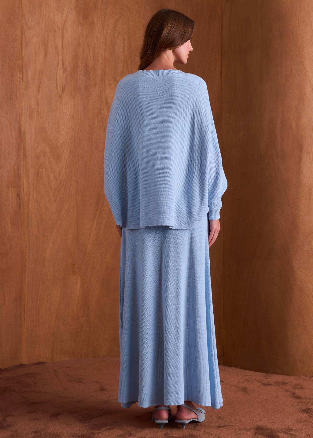 Snow Batwing Sleeve Knit Skirt Set – Baby Blue