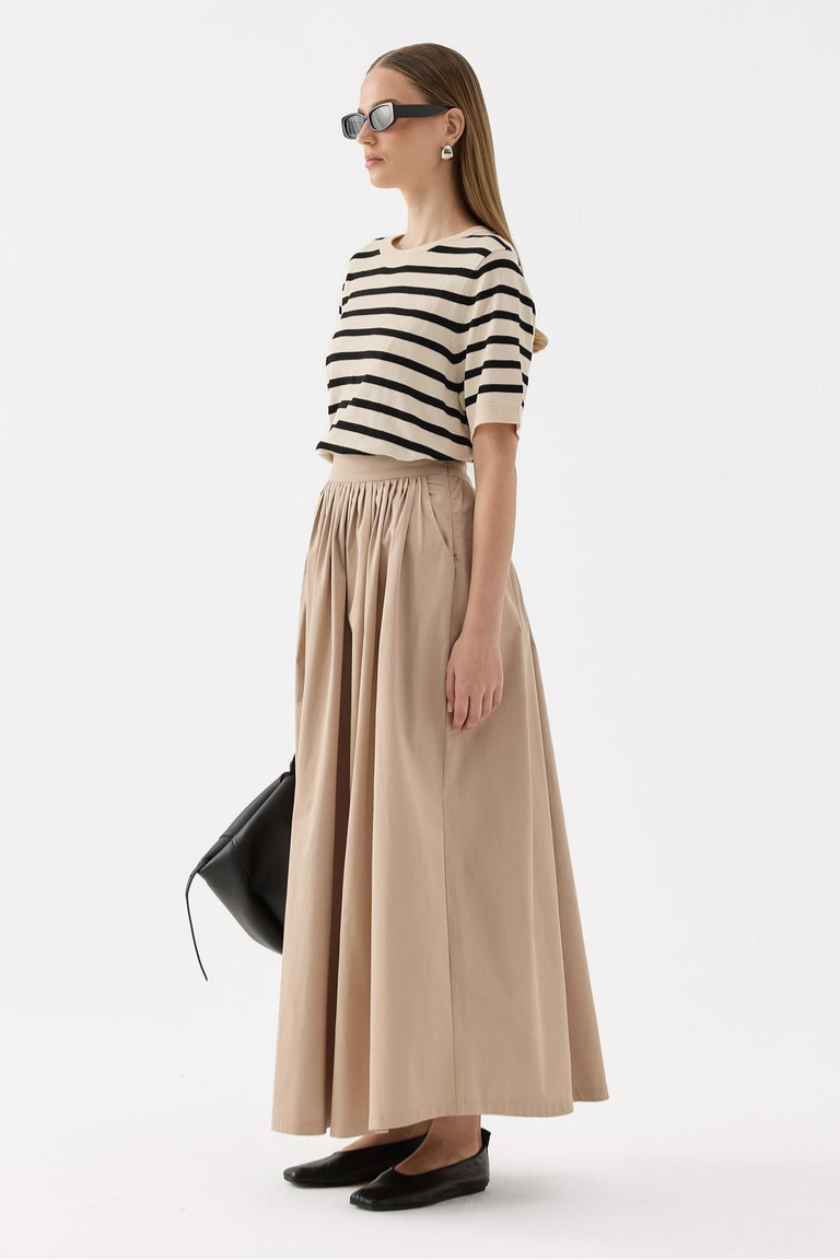 Beige Fever Pleated Skirt