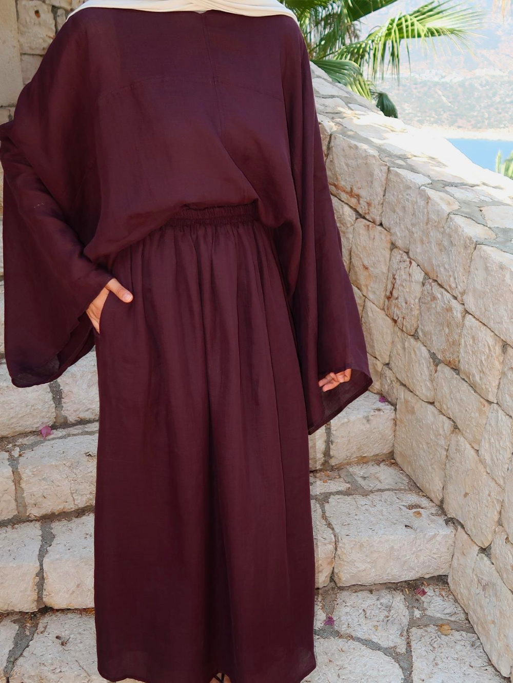 Lila Rami Skirt Co-Ord Deep Burgundy