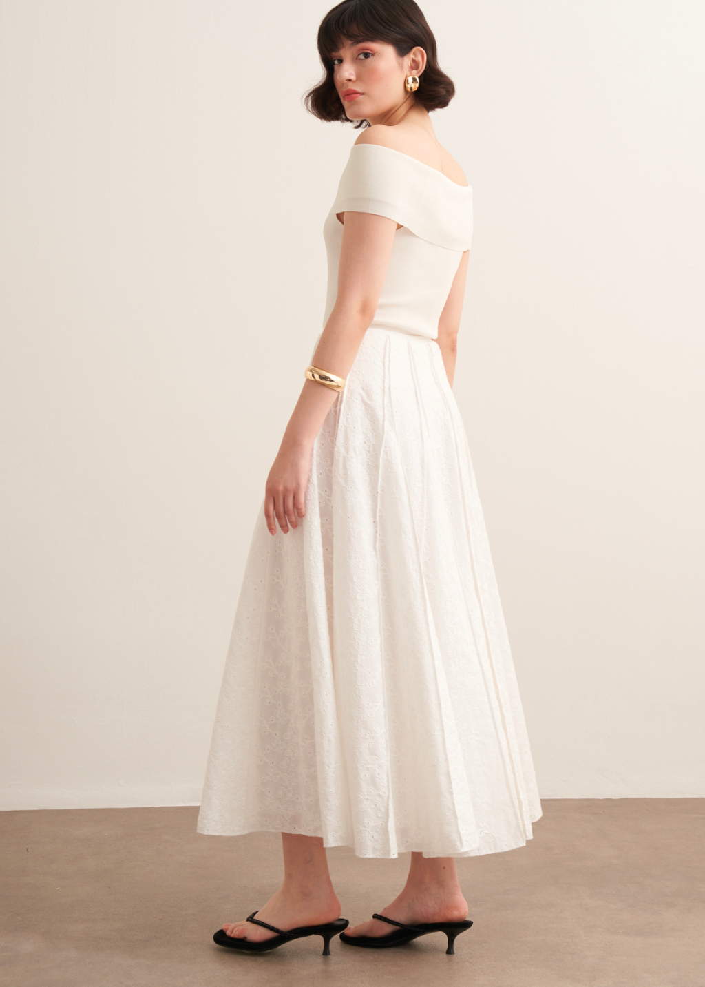 Embroidered Voile Maxi Skirt