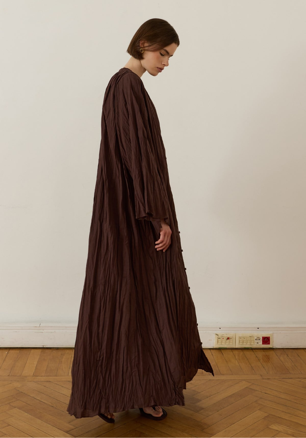 Nima Crush Voile Dress Brown