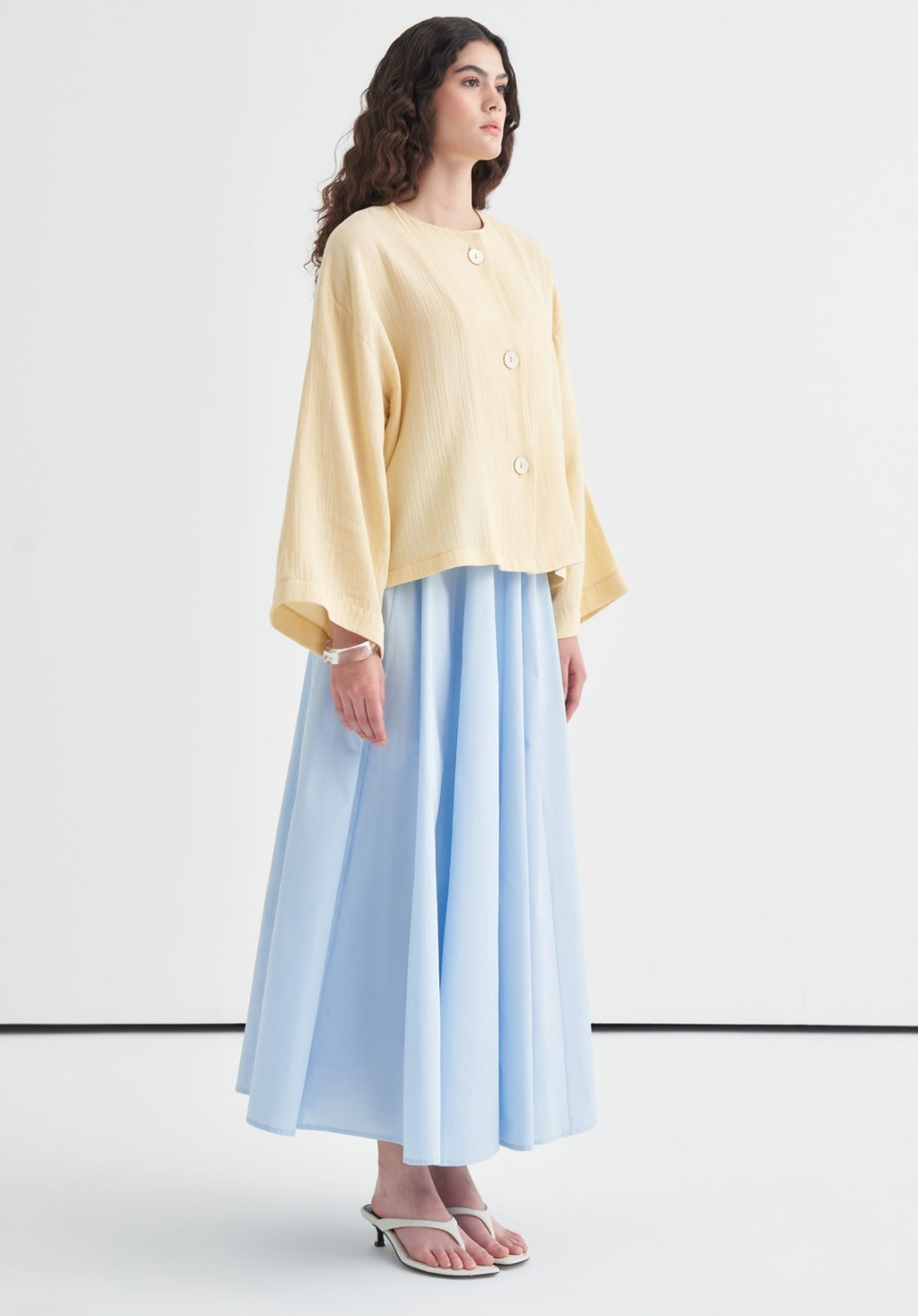 Cleo Mother-of-Pearl Buttoned Muslin Jacket Butter Yellow