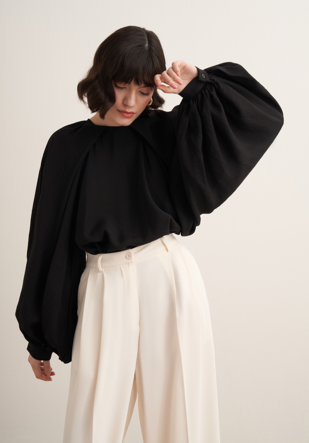 Taleen Wide Leg Palazzo Trousers Ecru
