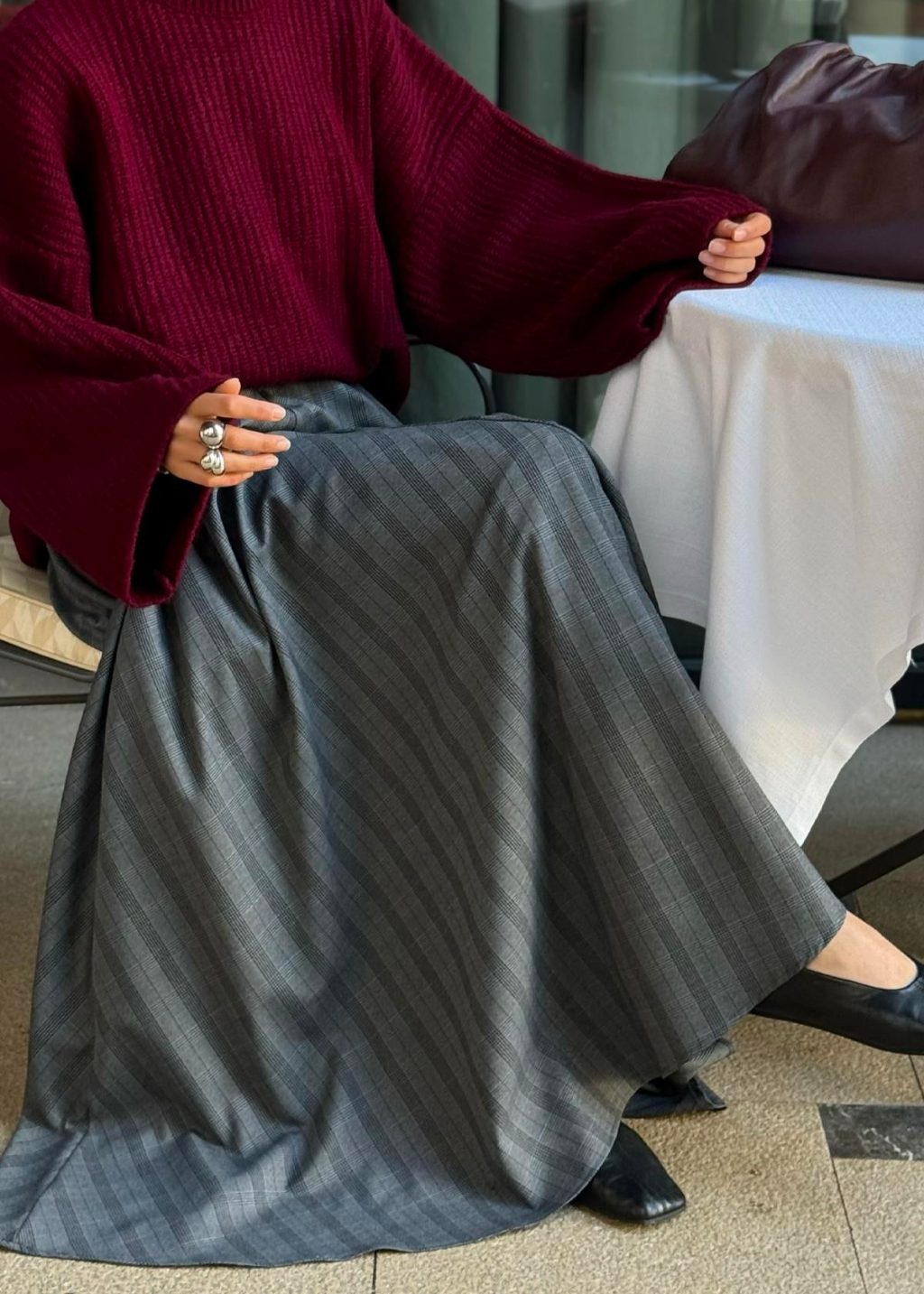 Darcy Checked Skirt – Grey