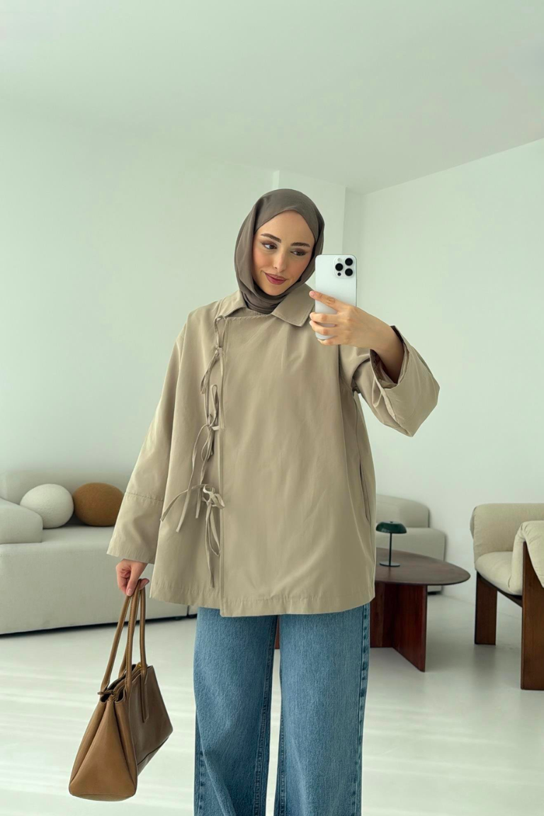 Bow Tie Trench Coat – Mink