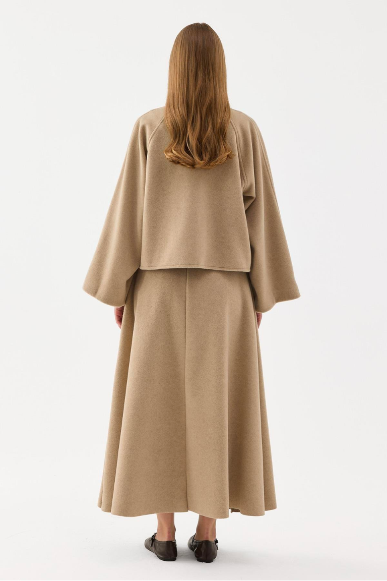 Wool Blend Skirt Co-ord – Beige