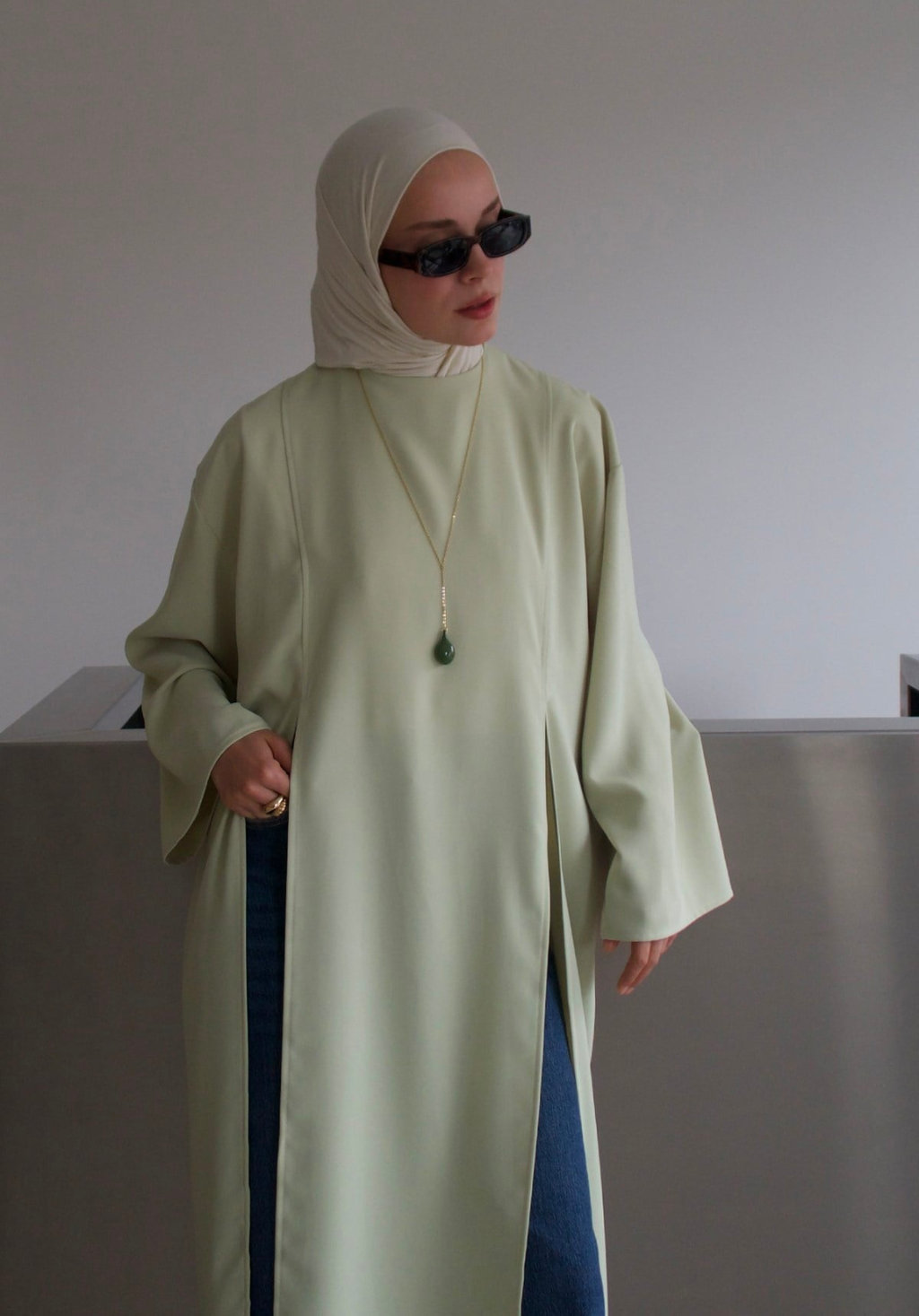 Sorayah Blouse with Slit Detail Soft Green
