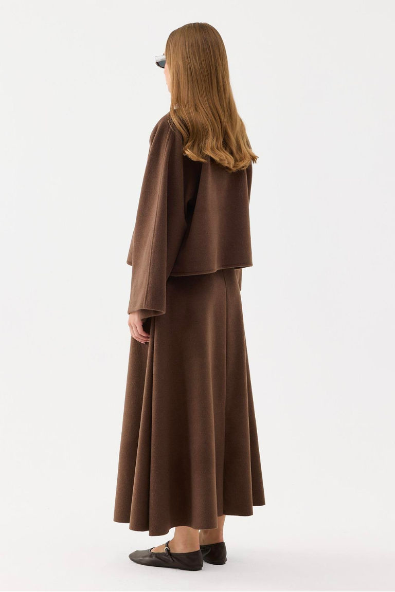 Wool Blend Skirt Co-ord – Brown