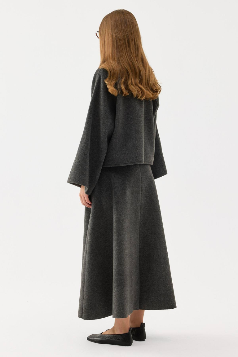 Wool Blend Skirt Co-ord – Grey