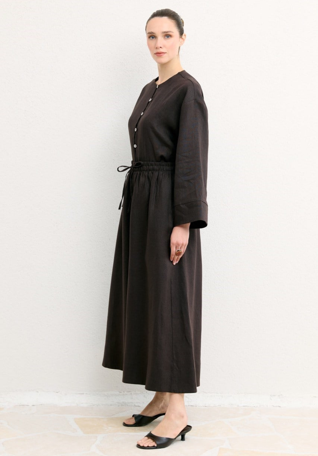 Hala Wide Leg Organic Linen Trousers – Brown