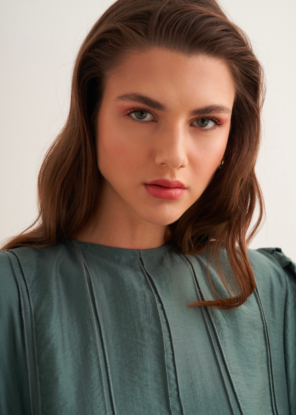 Maria Pintuck Detail Maxi Dress - Turquoise