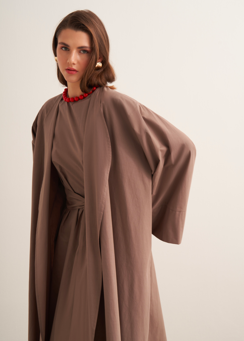 Ines Premium Longline Kimono Co-Ord – Mink