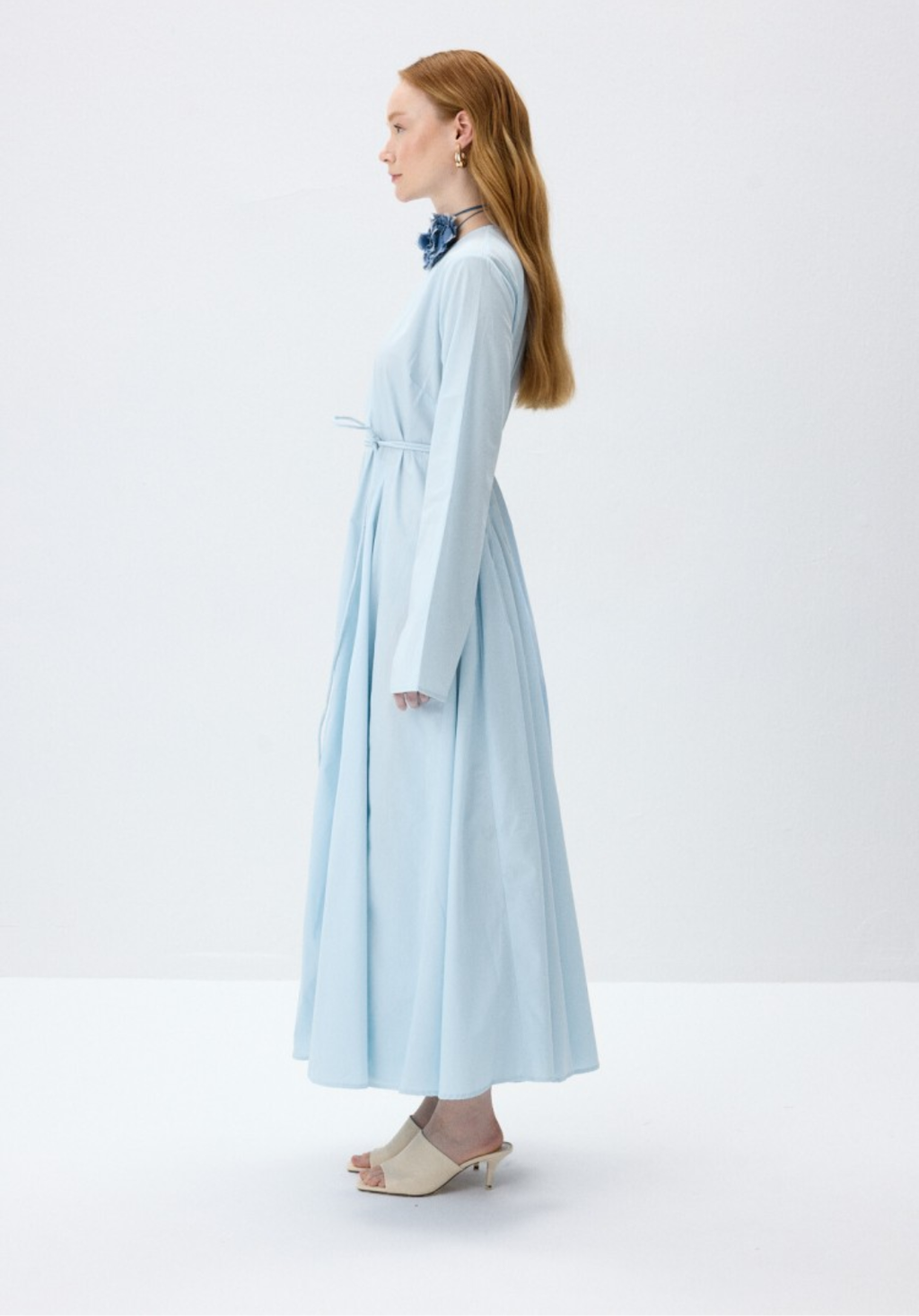 Soft Blue Fit-and-Flare Dress