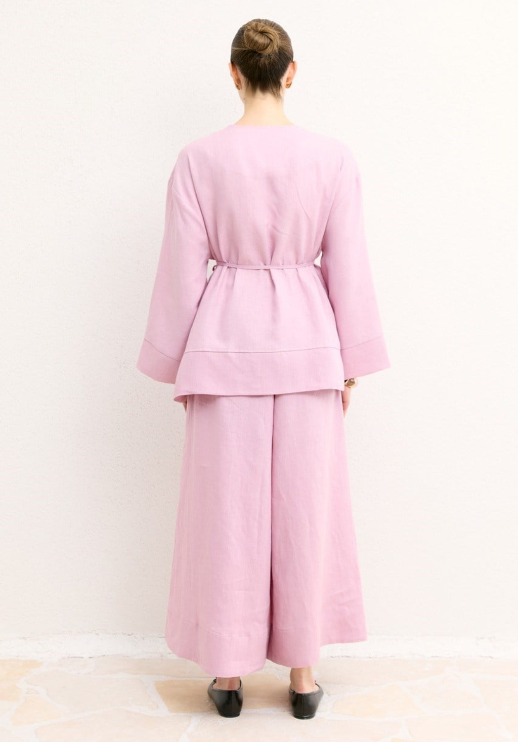 Hala Button Detail Organic Linen Shirt – Pink