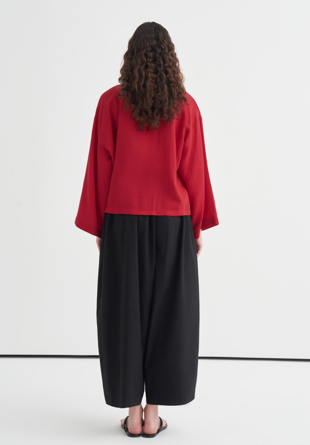 Cleo Mother-of-Pearl Buttoned Muslin Jacket Red
