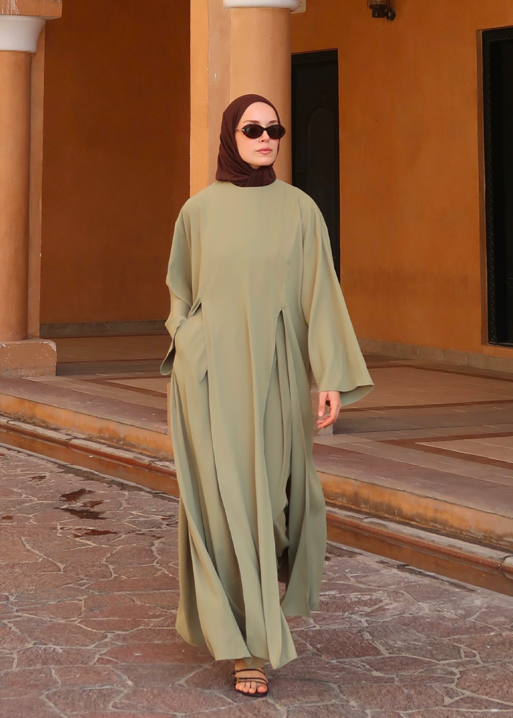 Sorayah Blouse with Slit Detail Olive