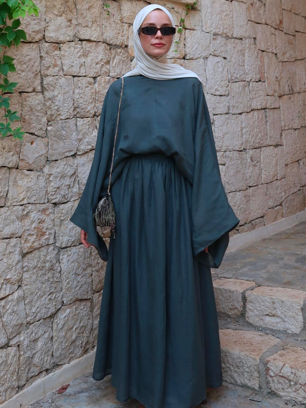 Lila Rami Skirt Co-Ord Turquoise