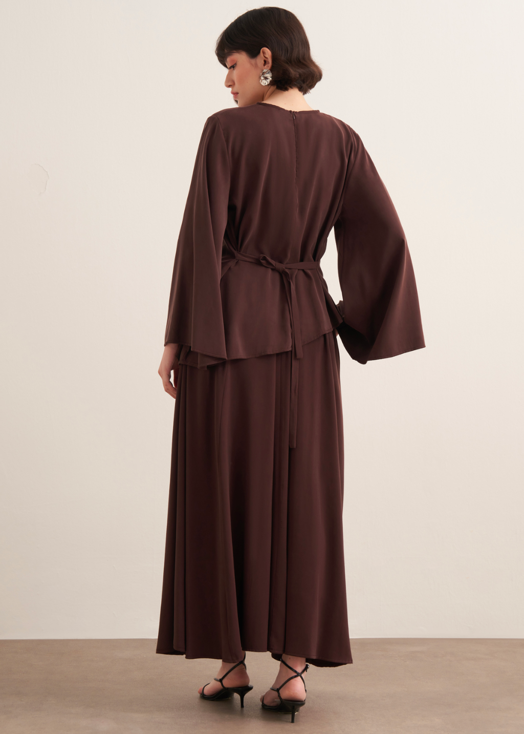 Dima Tie Detail Brown Skirt Co-Ord
