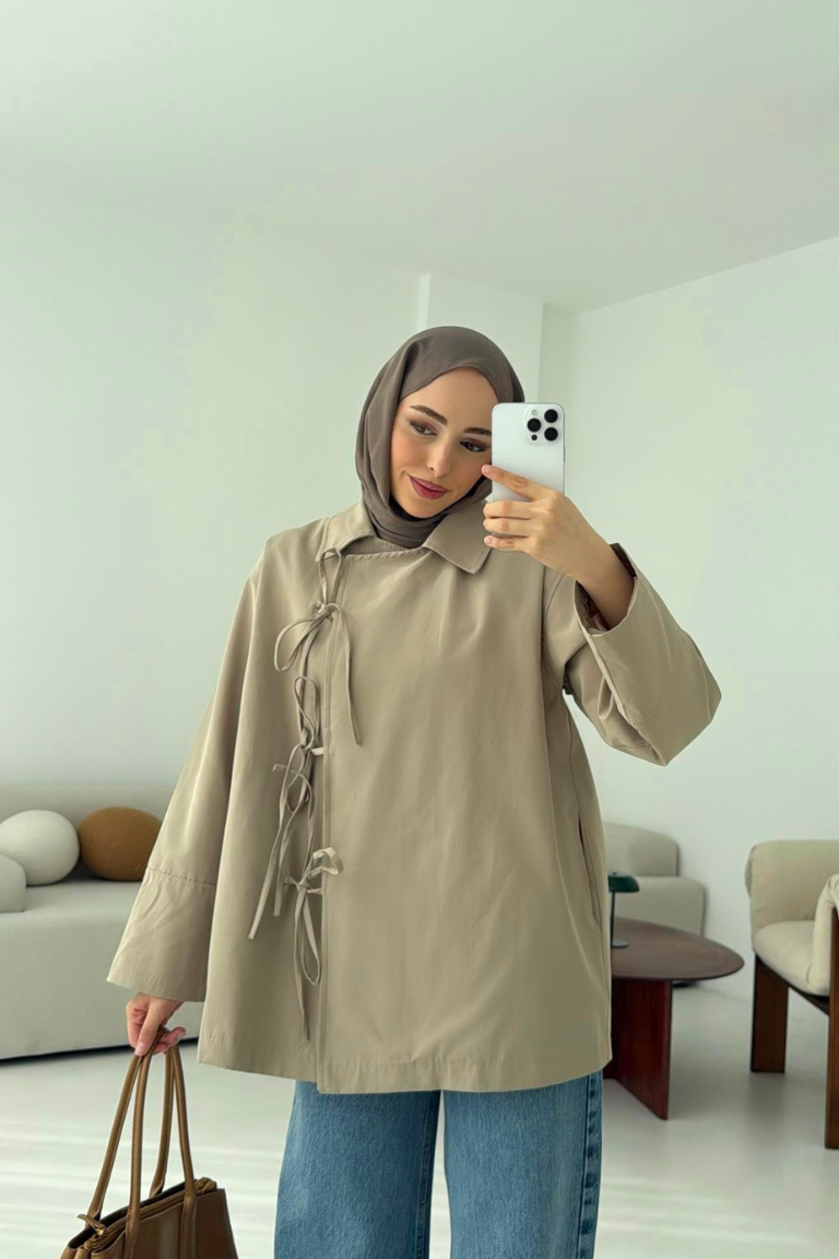 Bow Tie Trench Coat – Mink