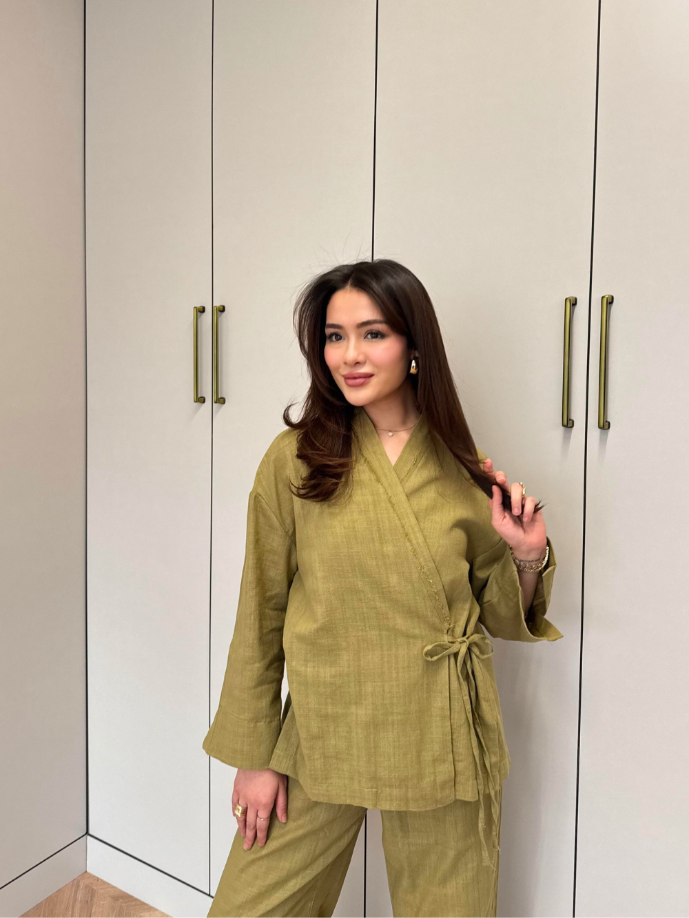 Tulay Linen Co-Ord Olive Green