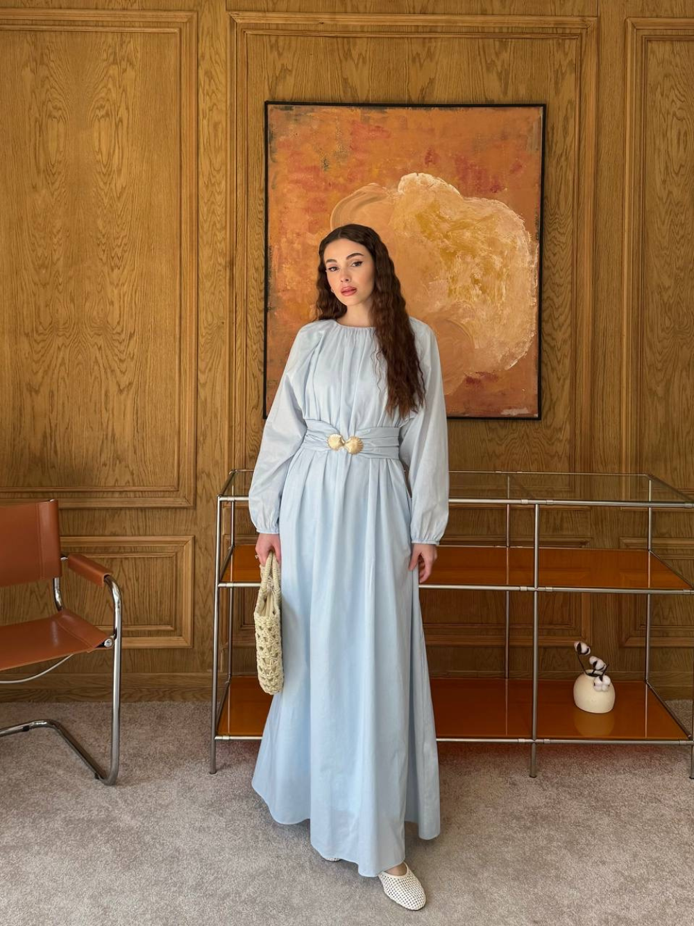 Viola Wide-Belted Buckled Dress Blue