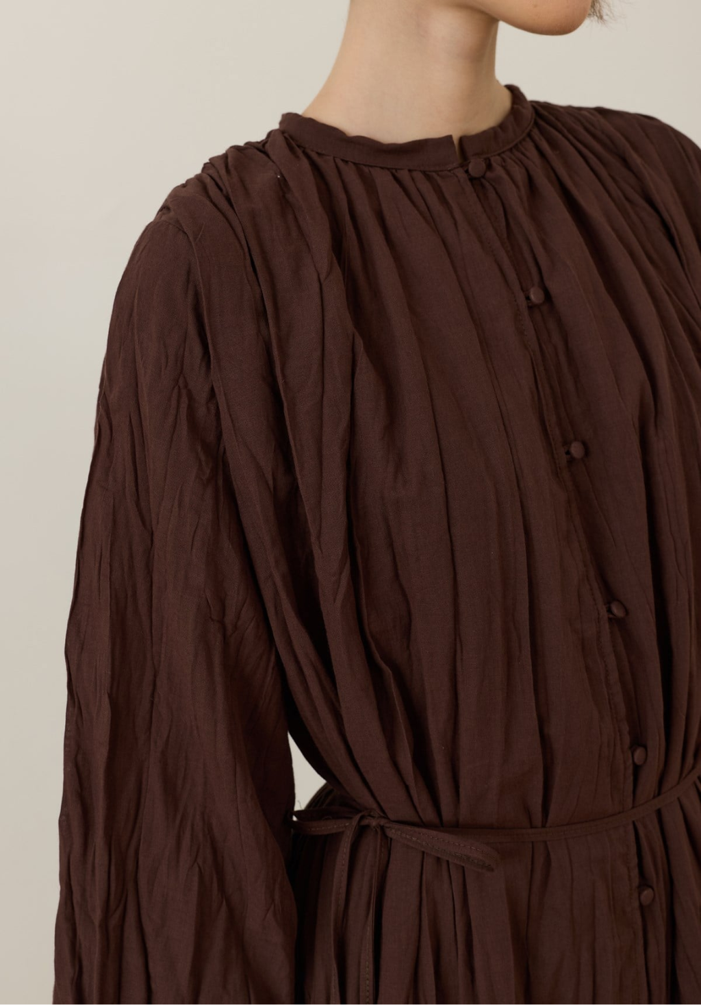 Nima Crush Voile Dress Brown