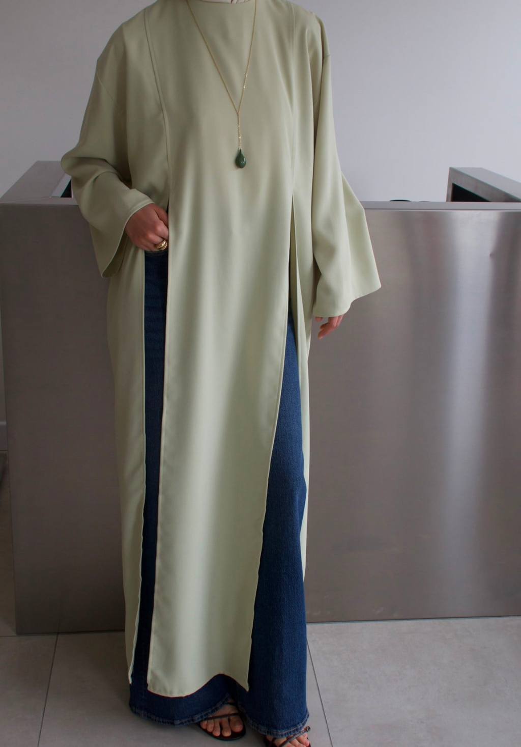 Sorayah Blouse with Slit Detail Soft Green
