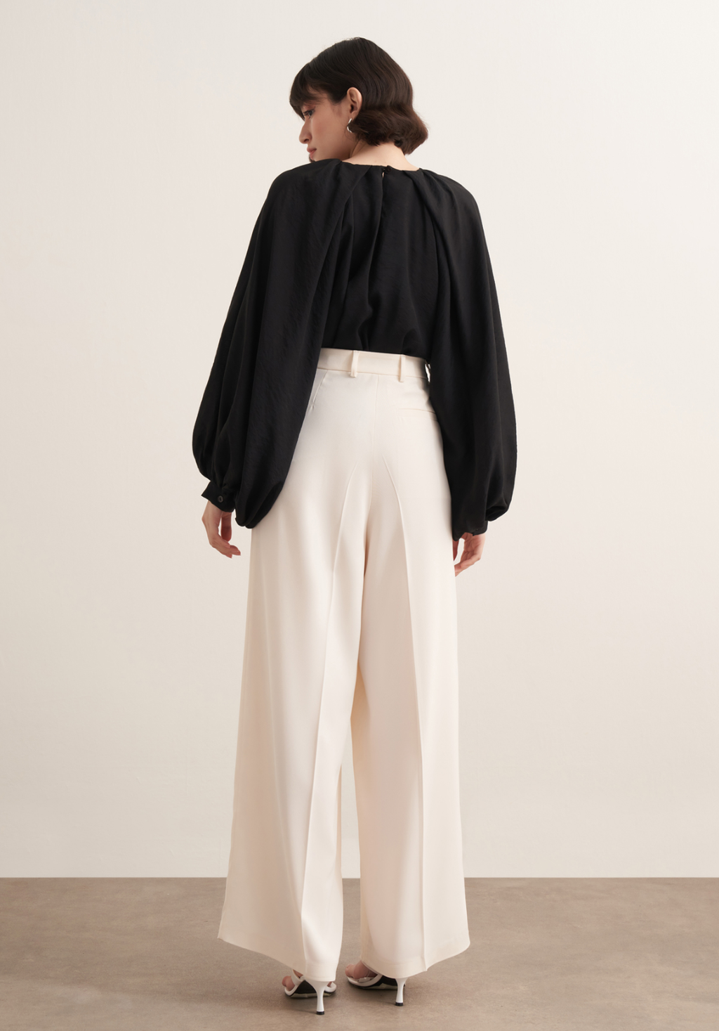 Taleen Wide Leg Palazzo Trousers Ecru