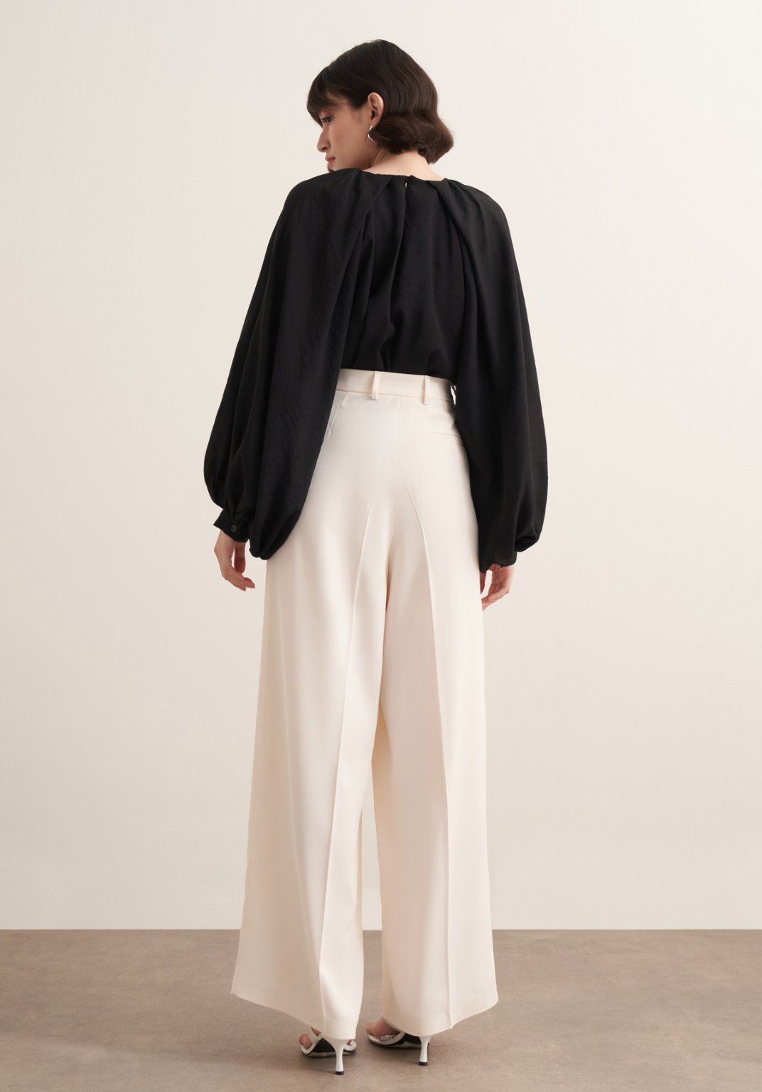 Taleen Wide Leg Palazzo Trousers Ecru