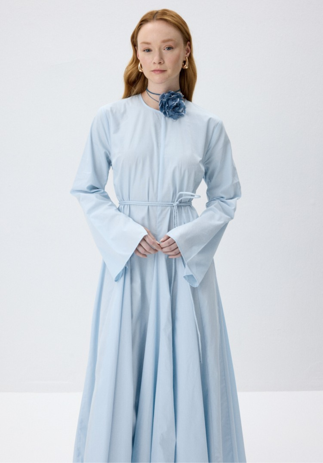 Soft Blue Fit-and-Flare Dress