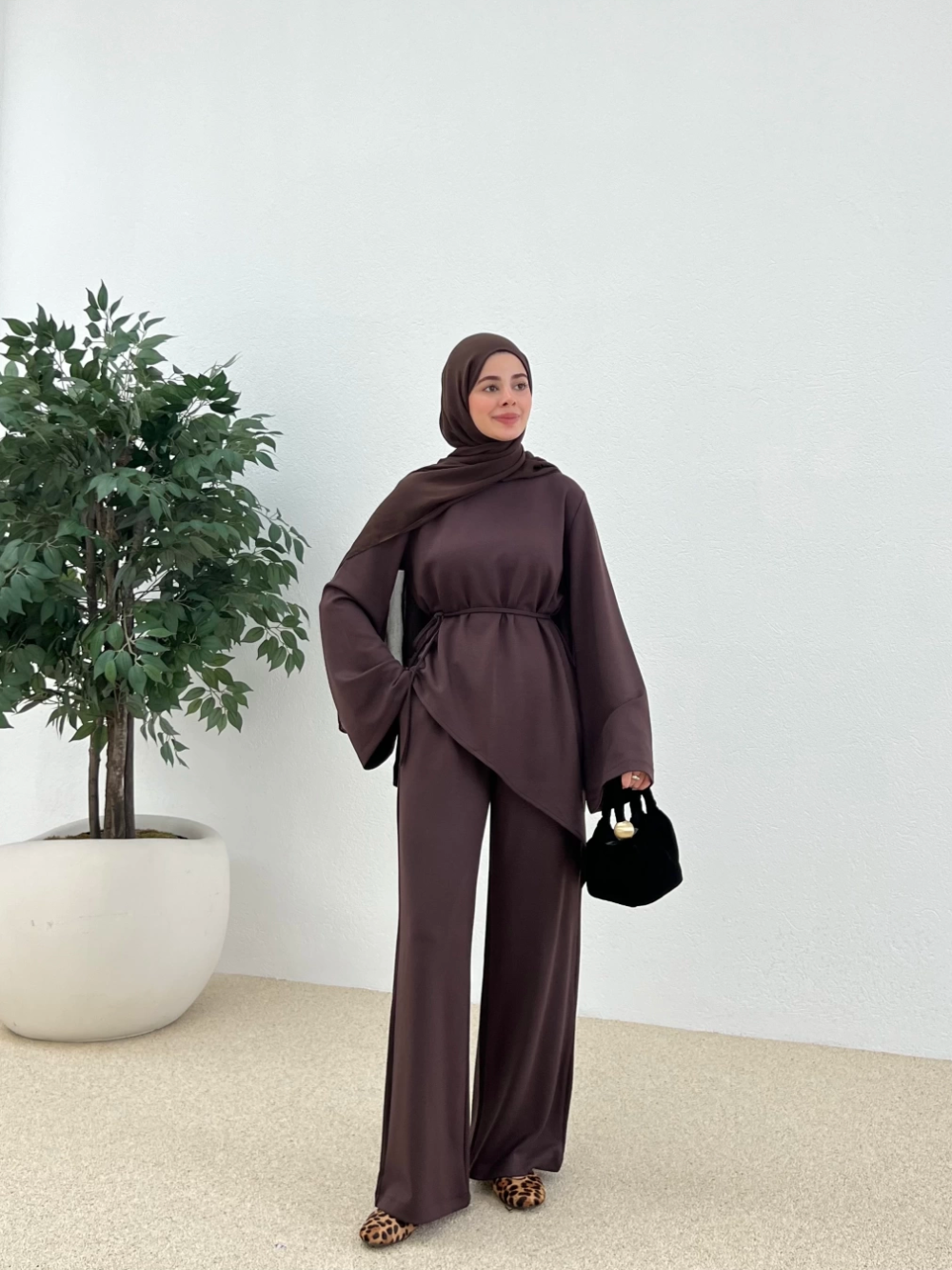 Asymmetric Modal Co-Ord Brown
