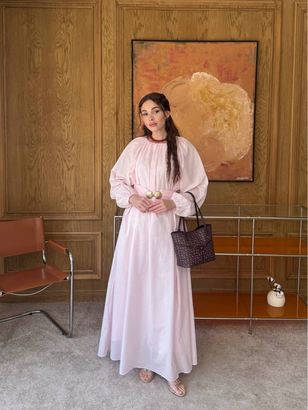 Viola Wide-Belted Buckled Dress Pink