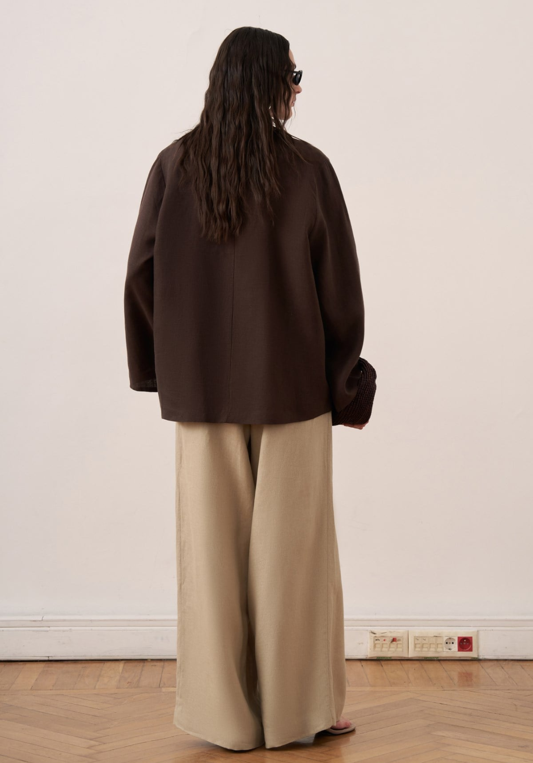 Aliza Belted Linen Blouse - Brown